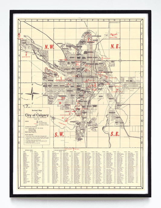 "Revised Map of (the) City of Calgary" print by Anonymous (1960)