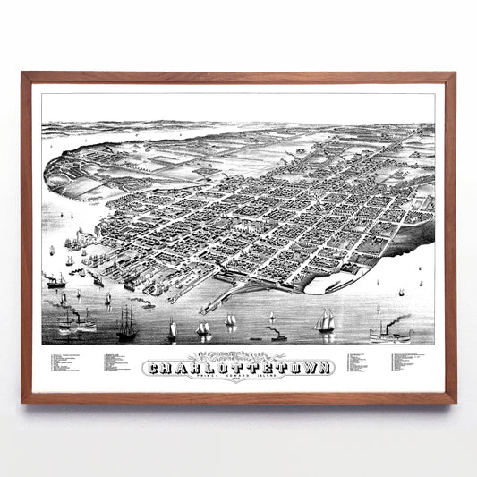 "Panoramic View of Charlottetown Prince Edward Island" print by Albert Ruger (1878)