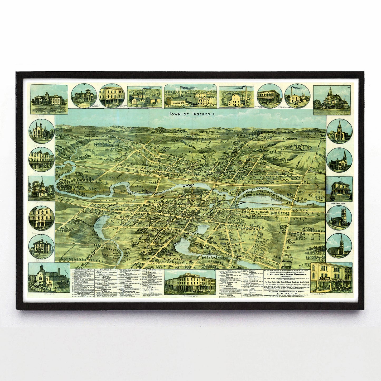 “Town of Ingersoll” print by William Nathaniel Wesbroom (1885)