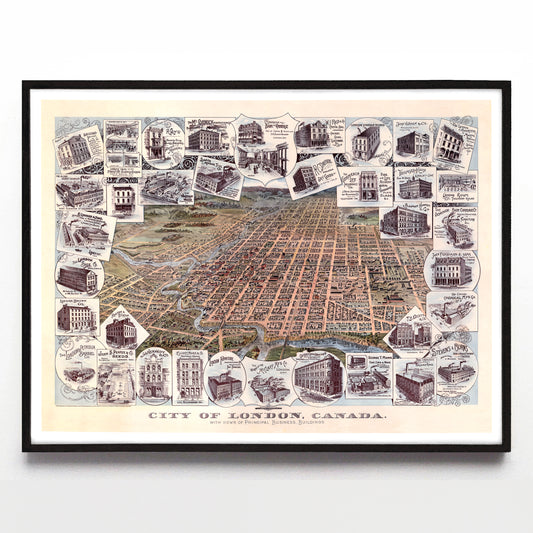 “City of London, Canada” print by the Toronto Lithographing Co. (1893)