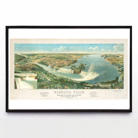 “Niagara Falls and Niagara River from Lake Erie Down to Lake Ontario” print by the American Fine Art Co. (1893)