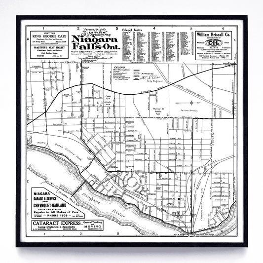 “Clearview City Directory Map (of) Niagara Falls, Ont.” print by Vernon-Might (1931)