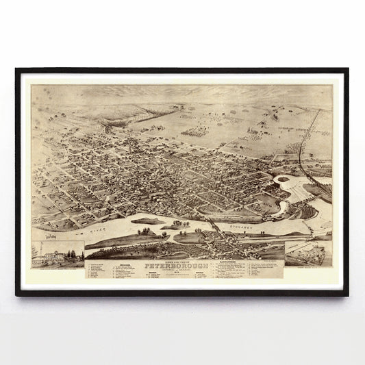 “Bird's Eye View of Peterborough, Ontario, Canada” print by Herman Brosius (1875)