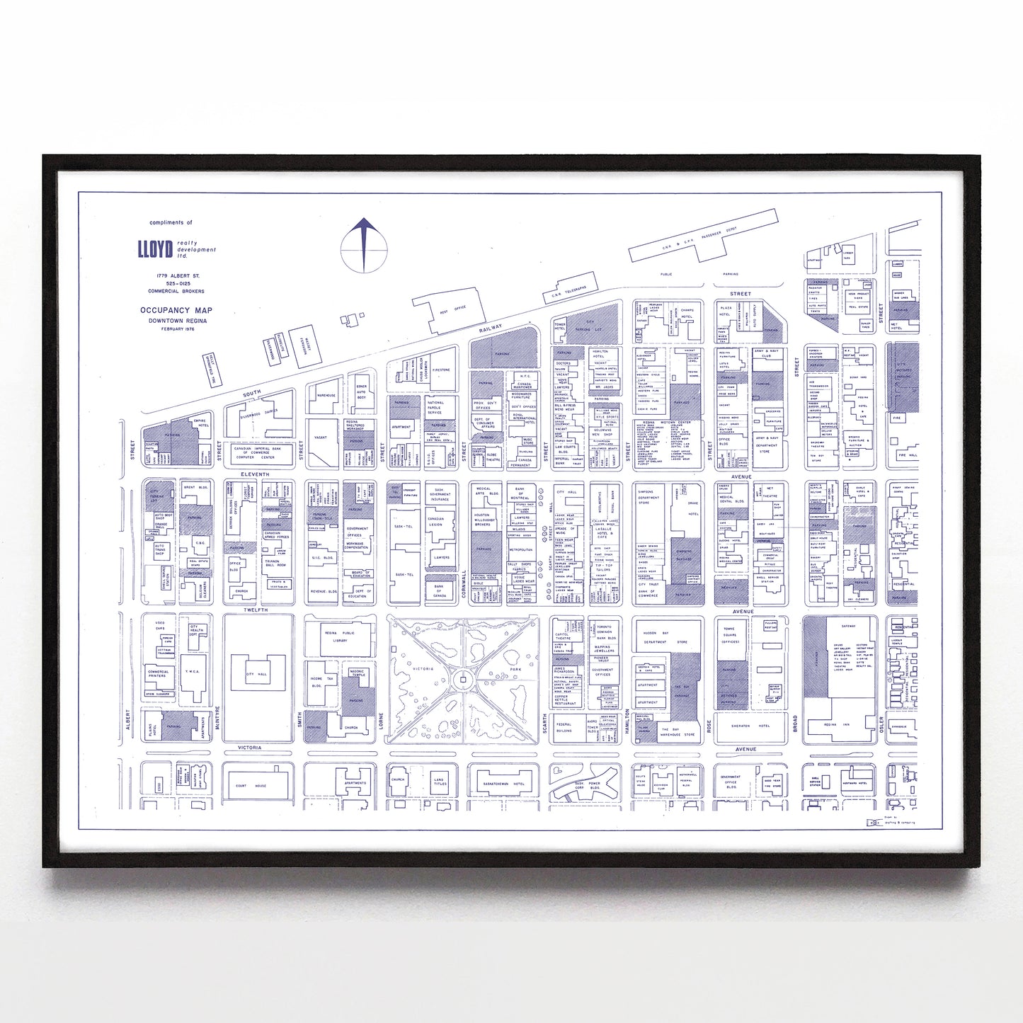 “Occupancy Map Downtown Regina” by C.B.O. Drafting & Computing (1976)