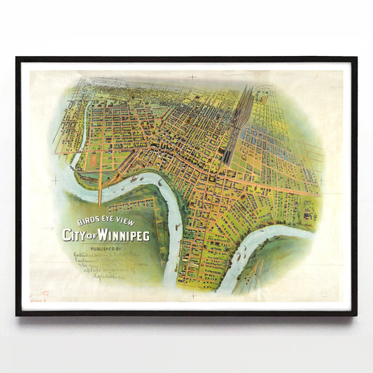 “Birds Eye View City of Winnipeg” print by the Bulman Brothers (1900)