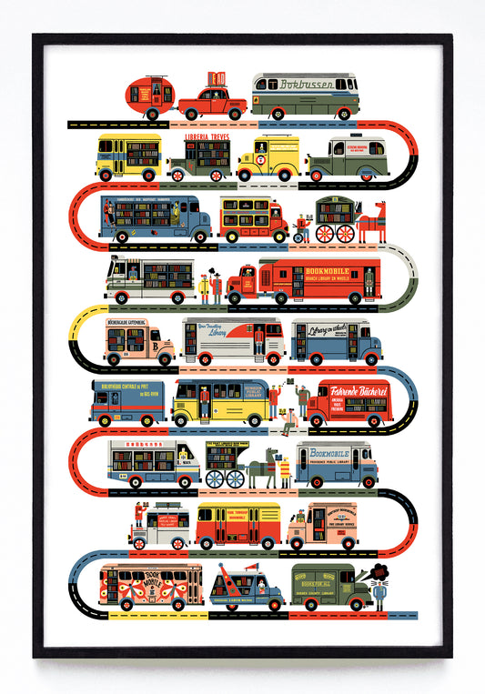 "Bookmobiles on Parade" print