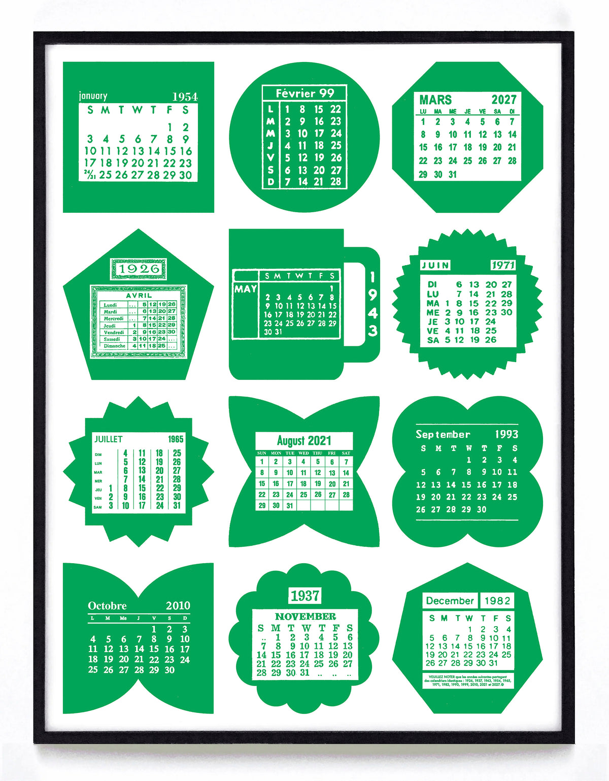 "The Biesinger 2027 One-Sheet Calendar" print