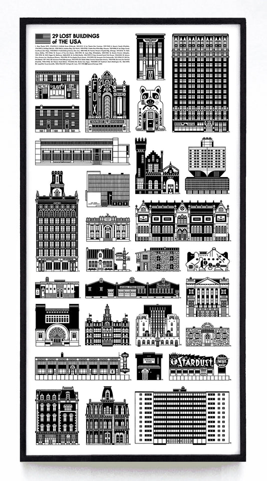 Lost Buildings of the USA print series