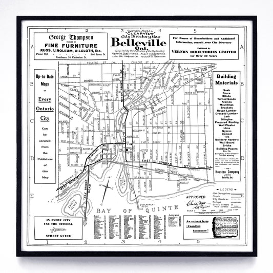 “Clearview City Directory Map (of) Belleville, Ont.” print by Vernon-Might (1932)