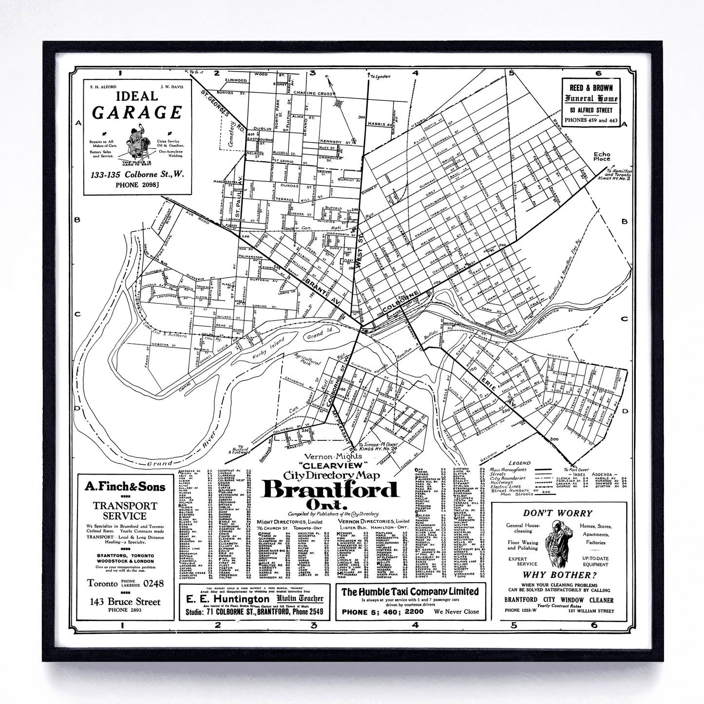 “Clearview City Directory Map (of) Brantford, Ont.” print by Vernon-Might (1931)