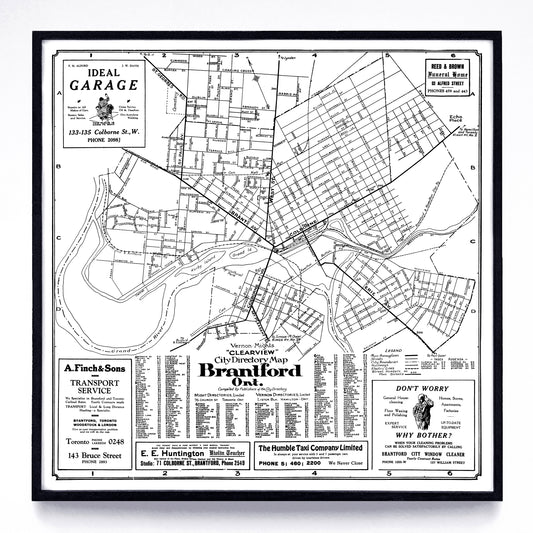 “Clearview City Directory Map (of) Brantford, Ont.” print by Vernon-Might (1931)