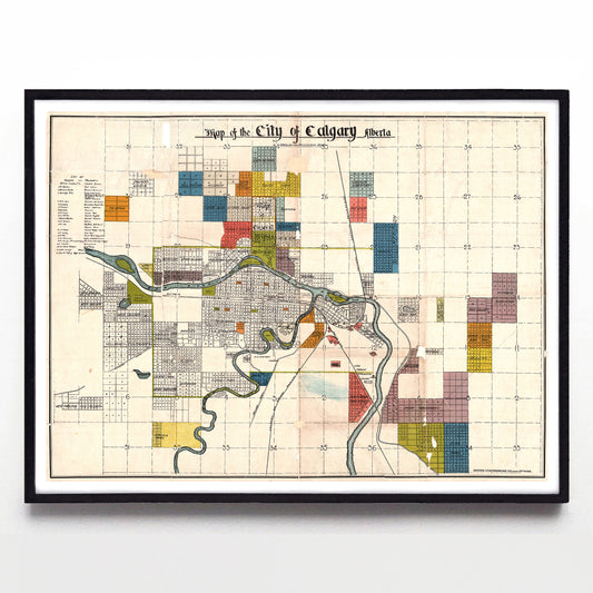 “Map of the City of Calgary Alberta Compiled from Registered Plans” by the Crown Lithograph Co. (1908)