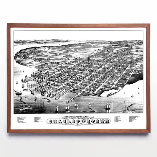 "Panoramic View of Charlottetown Prince Edward Island" print by Albert Ruger (1878)