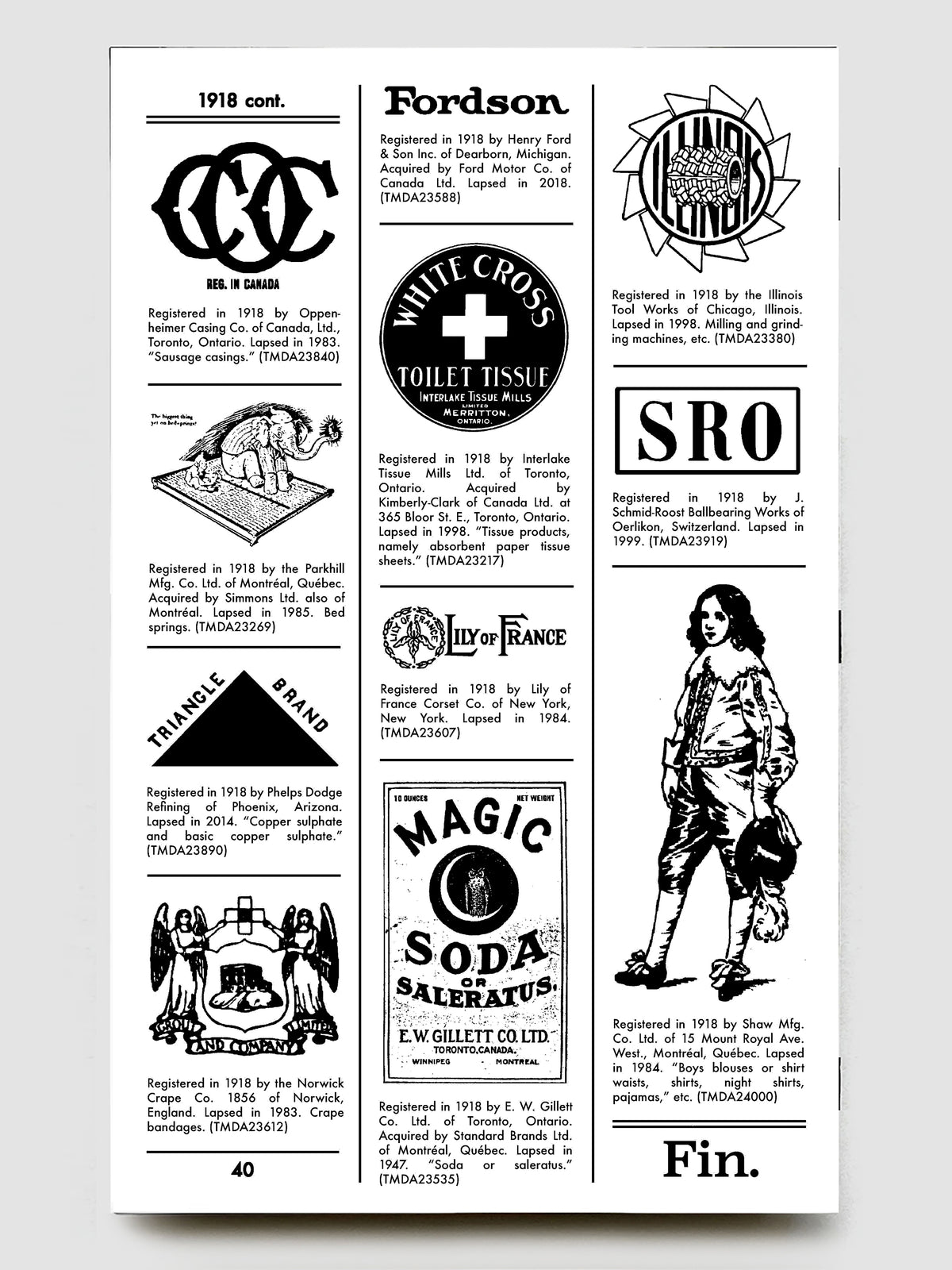 "Lapsed Tradmarks No. 1: Registrations in Canada 1872-1918" zine