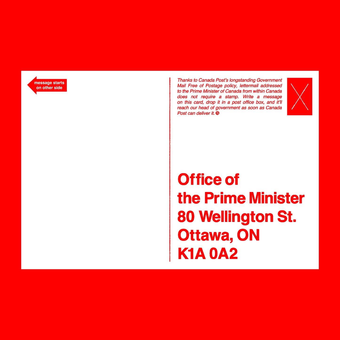 THIS WEEK ONLY: "A Note for the Prime Minister" and "Une Note Pour Le Premier Ministre" postcards