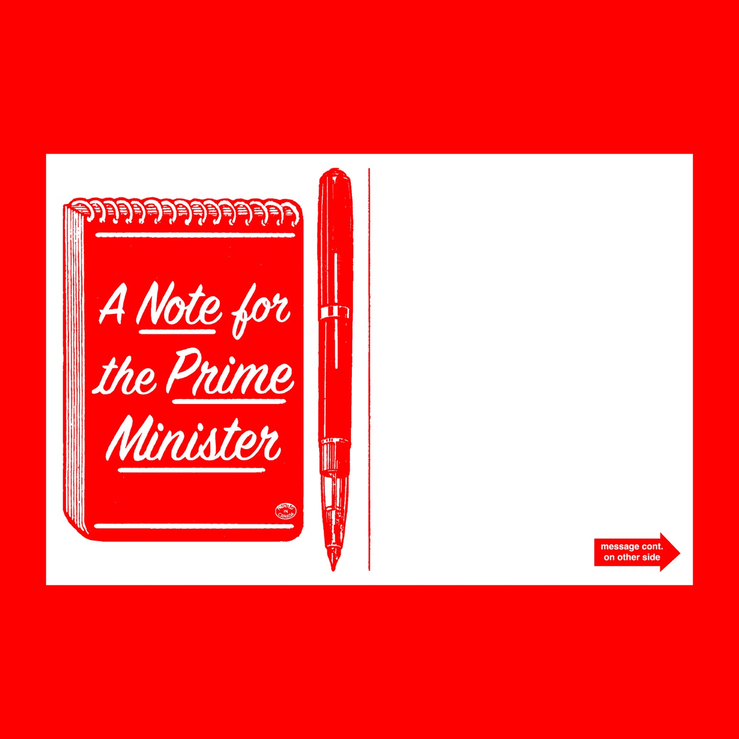 THIS WEEK ONLY: "A Note for the Prime Minister" and "Une Note Pour Le Premier Ministre" postcards