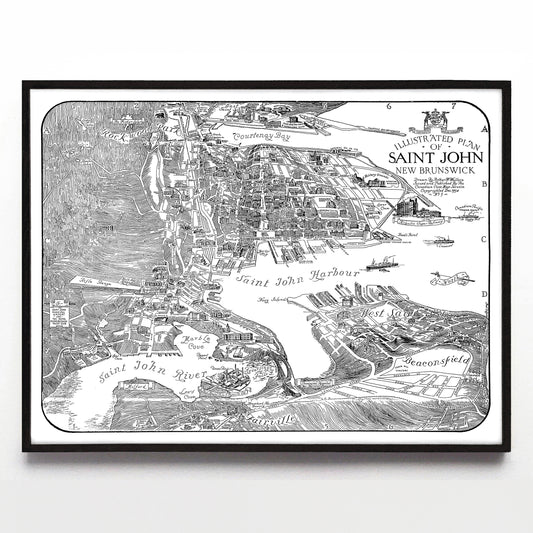 “Illustrated Plan of Saint John New Brunswick” print by Arthur W. Wallace (1934)