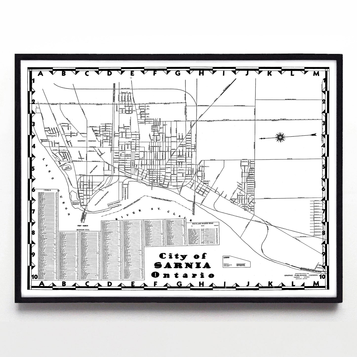 “City of Sarnia Ontario” print by Graphic Publishers Canada (1955)