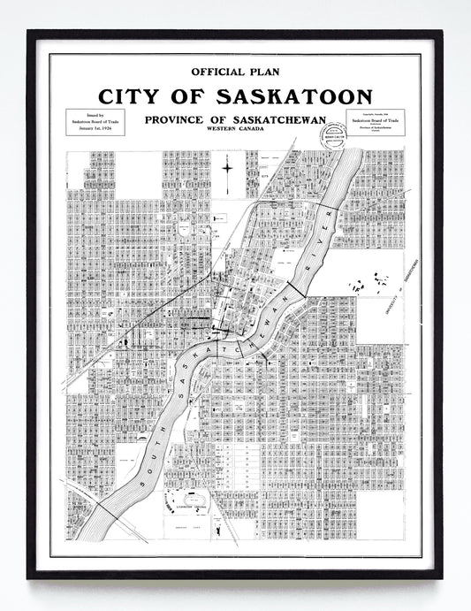“Official Plan City of Saskatoon” print by the Saskatoon Board of Trade (1926)