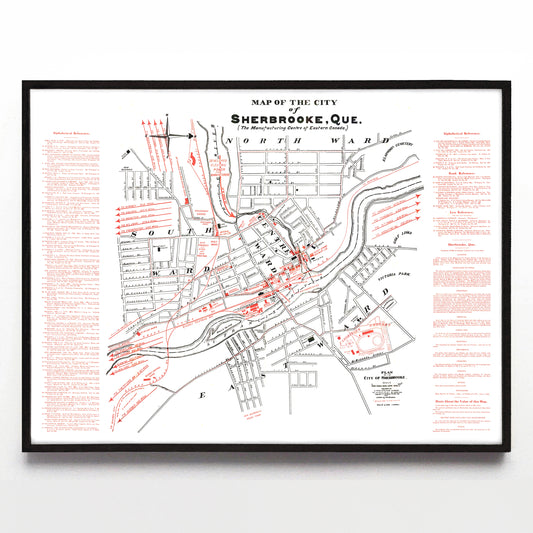 “Map of the City of Sherbrooke, Que.” print by C.F. McAlpine (1910)