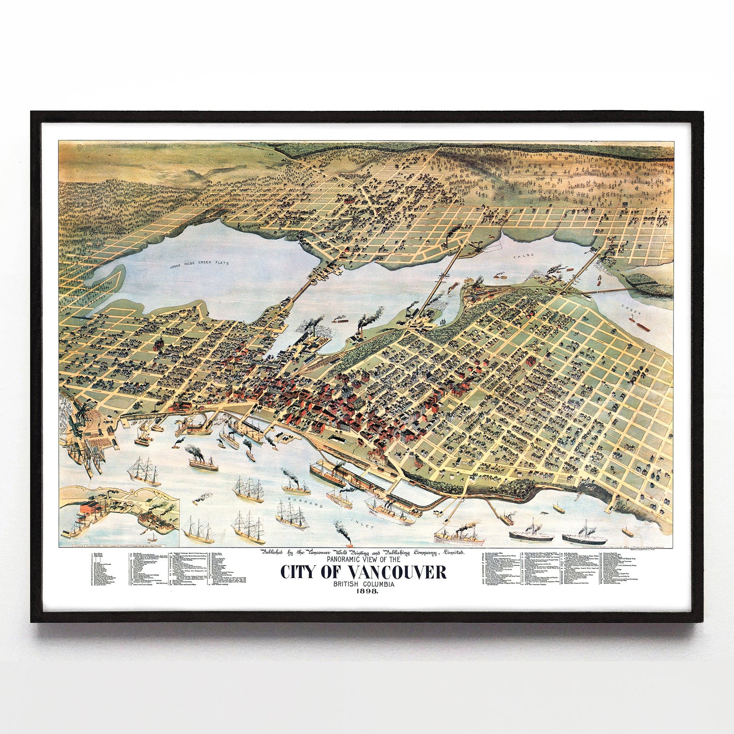 “Panoramic View of the City of Vancouver” print by the Vancouver Daily World (1898)