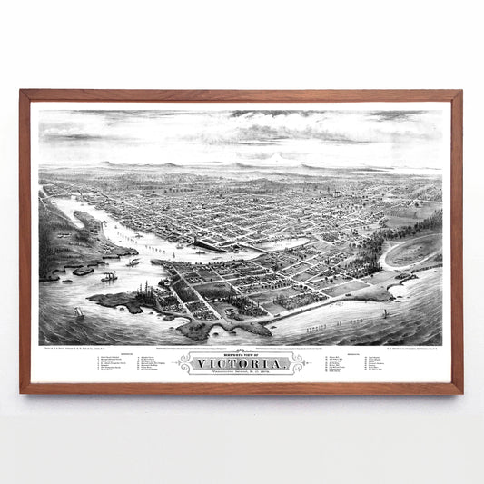 “Bird's Eye View of Victoria, Vancouver Island, B. C.” print by Eli Sheldon Glover (1878)