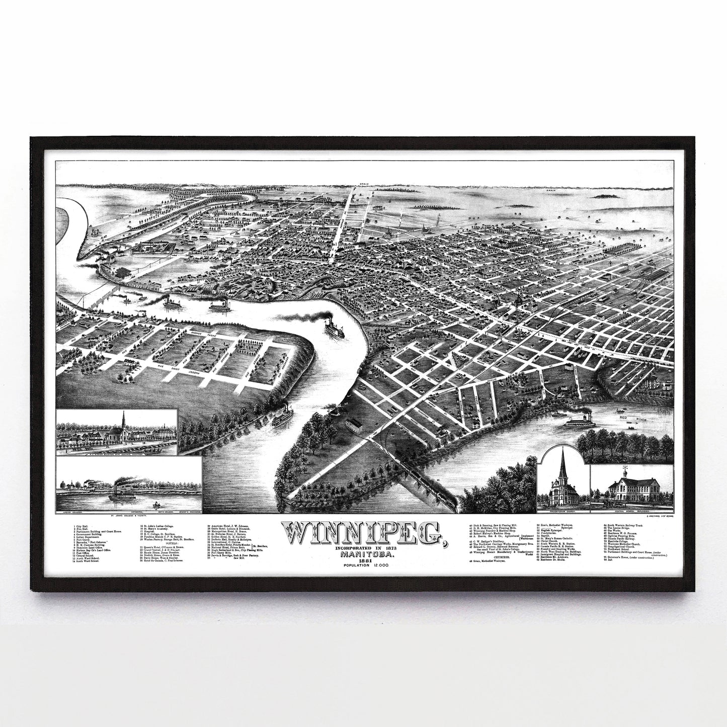 "Winnipeg, Manitoba" print by T. M. Fowler (1881)